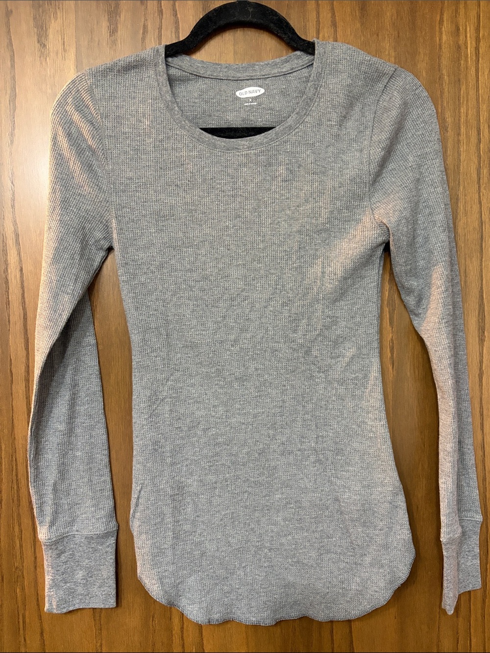 Old Navy Gray Ribbed Long Sleeve Crewneck Top